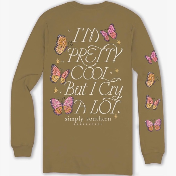 NWT Simply Southern Long Sleeve T-Shirt Size XXL Fall Butterfly Tee - Picture 1 of 7